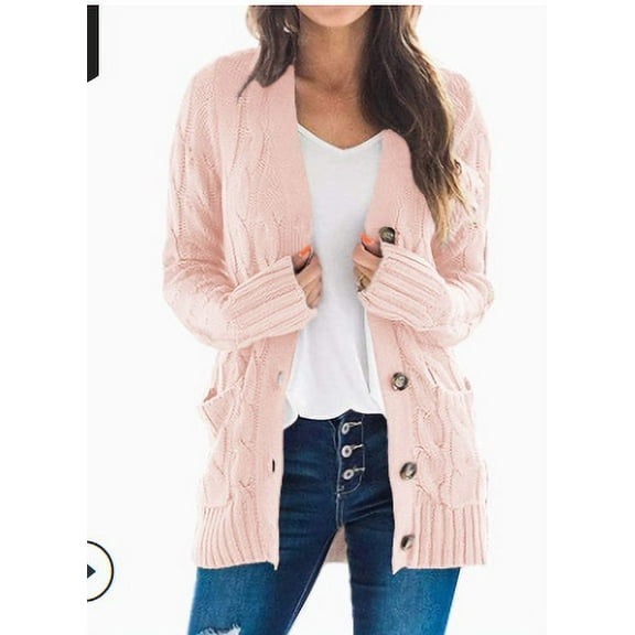 Women's Cable Knit Sweater Button Down Knitwear Chunky Open Front Cardigan Outwear,Cardigan Sweaters for Women 2023