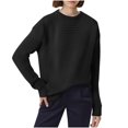 thumbnail image 1 of Women's Cable Knit Sweater Crew Neck Long Sleeve Ribbed Pullover Top for Fall & Winter Black M, 1 of 5