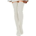 thumbnail image 1 of Women's Cable Knit Thigh High Socks, Extra Long Over The Knee Boot Socks for Winter, Soft Warm Stackable Knit Socks, Cozy Leg Warmers for Boots and Skirts, Stretchy Ribbed Top Stockings - Beige, 1 of 5