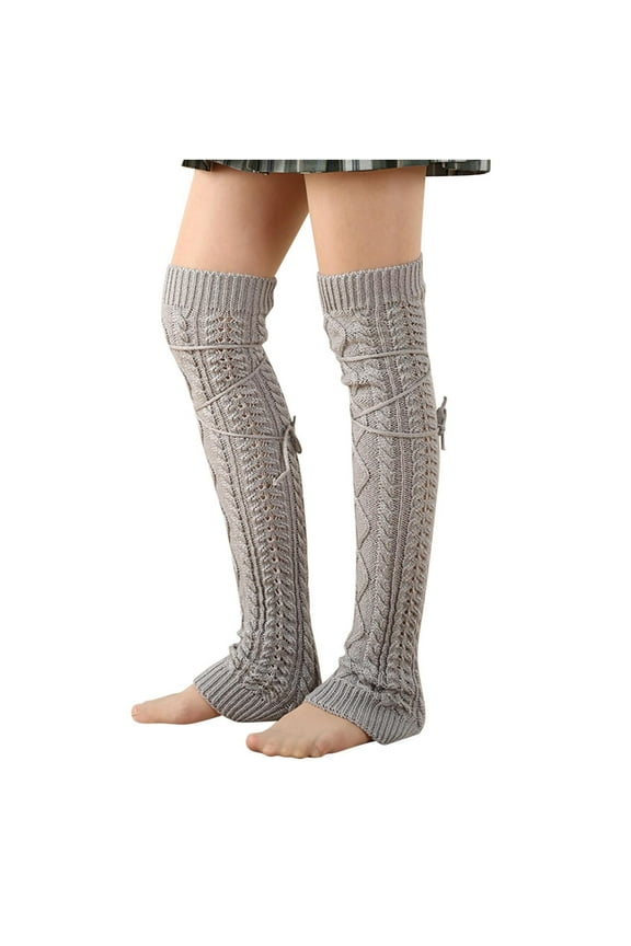 Women's Cable Knit Thigh High Socks Over the Knee Sock Extra Long Leg Warmers Solid Color Warm Knitted Yarn Leg Cover And Winter Over Knee Long Sock Cover