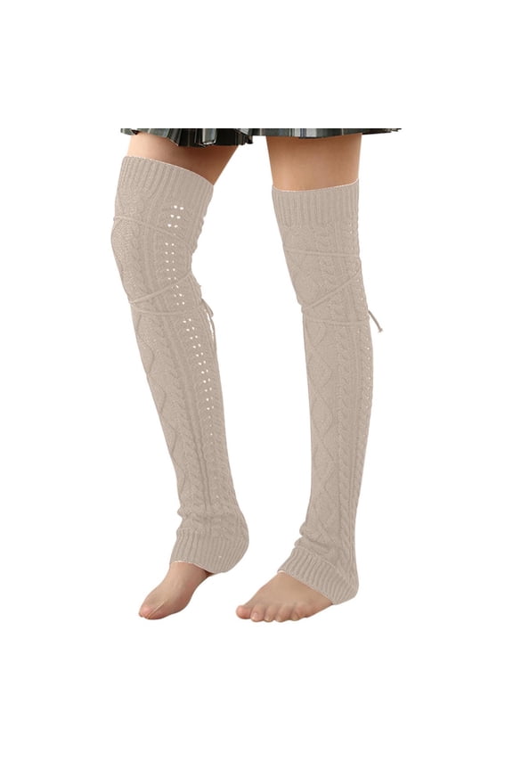 Women's Cable Knit Thigh High Socks Over the Knee Sock Extra Long Leg Warmers Solid Color Warm Knitted Yarn Leg Cover And Winter Over Knee Long Sock Cover