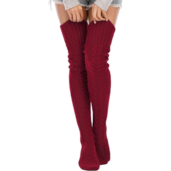 Women's Cable Knit Thigh High Socks Winter Boot Stockings Extra Long Over Knee High Leg Warmers
