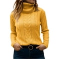 thumbnail image 1 of Women's Cable Knit Turtleneck Sweater, Womens Fall Sweaters, Long Sleeve Casual Pullover Top, 1 of 6