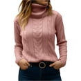 thumbnail image 1 of Women's Cable Knit Turtleneck Sweater, Womens Fall Sweaters, Long Sleeve Casual Pullover Top, 1 of 6