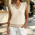 thumbnail image 1 of Women's Cable Knit V Neck Sweater Vest Ribbed Crop Tank Top | Cropped Sleeveless Pullover Trendy Loose Fit Fall Fashion College Style, 1 of 5