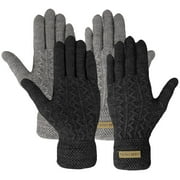Womens Cable Knit Winter Warm Soft & Comfy Touchscreen Texting Gloves Black