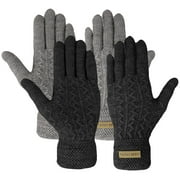 Women's Cable Knit Winter Warm Soft & Comfy Touchscreen Texting Gloves (Gray)