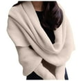 thumbnail image 1 of Women's Cable Knit Wrap Sweater, 3-in-1 Knitted Scarf with Sleeves, Open Front Cardigan Shawl, Boho Style Cropped Wrap, Loose Fit Knitted Poncho for Women - Beige, 1 of 4