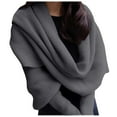 thumbnail image 1 of Women's Cable Knit Wrap Sweater, 3-in-1 Knitted Scarf with Sleeves, Open Front Cardigan Shawl, Boho Style Cropped Wrap, Loose Fit Knitted Poncho for Women - Gray1, 1 of 4