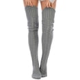 thumbnail image 1 of Women's Cable Knitted Thigh High Boot Socks Extra Long Winter Stockings Leg Warmers Socks Solid Color Over-the-Knee Socks Winter Leg Warmers Holiday Gift, 1 of 7