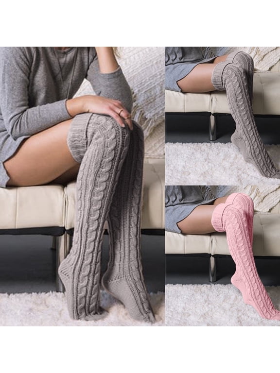 Women's Cable Knitted Thigh High Boot Socks Extra Long Winter Stockings Over Knee Leg Warmers