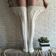 thumbnail image 1 of Vorkoi Women's Cable Knitted Thigh High Boot Socks Extra Long Winter Stockings Over Knee Leg Warmers, 1 of 5