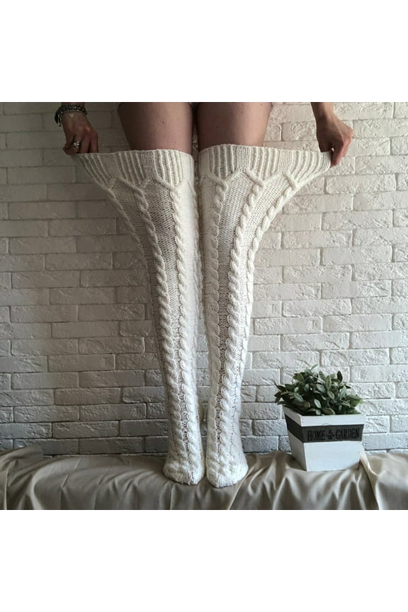 Women's Cable Knitted Thigh High Boot Socks Extra Long Winter Stockings Over Knee Leg Warmers