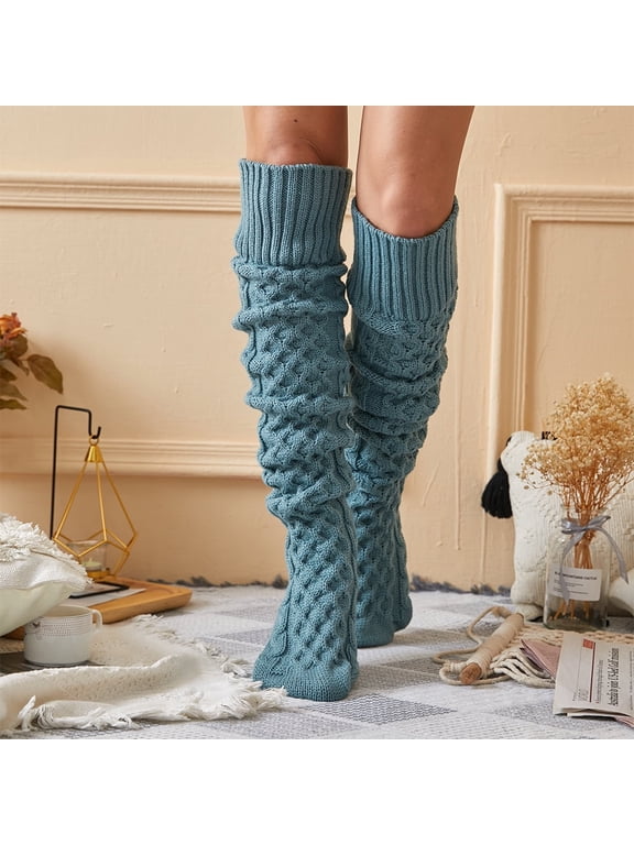 Women's Cable Knitted Thigh High Boot Socks Extra Long Winter Stockings Over Knee Leg Warmers