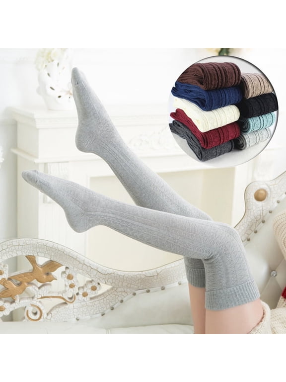 Women's Cable Knitted Thigh High Boot Socks Extra Long Winter Stockings Over Knee Leg Warmers