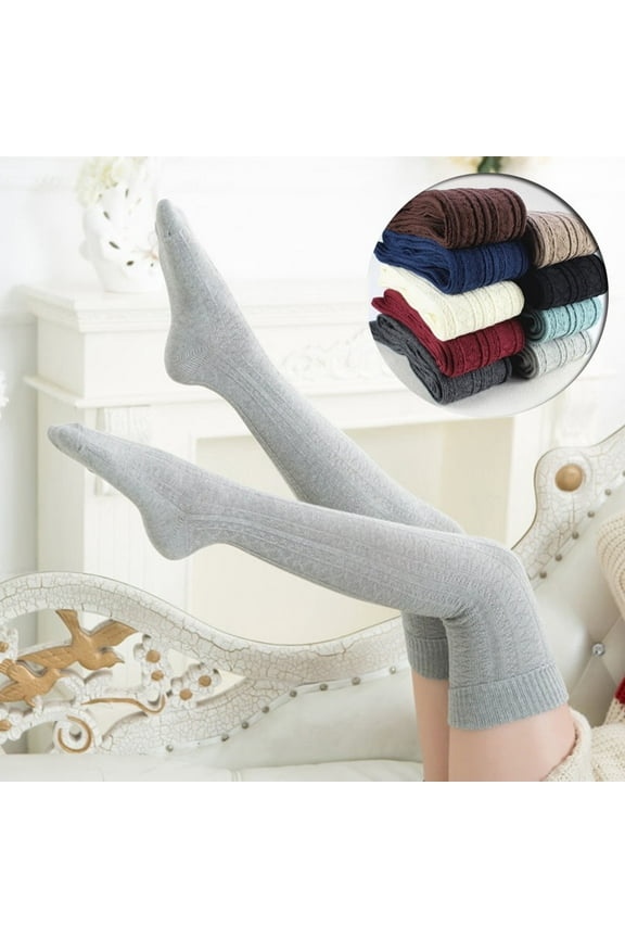 Women's Cable Knitted Thigh High Boot Socks Extra Long Winter Stockings Over Knee Leg Warmers