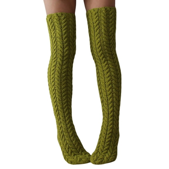 Women's Cable Knitted Thigh High Boot Socks Vintage Extras Long Leg Warmers Winter Over Knee Highs Stockings