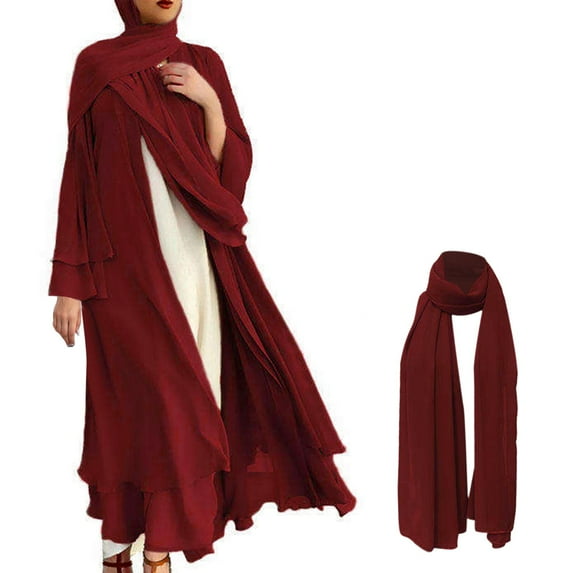 Women's Caedigan Belt Outwear Shirt Soft And Elegant Chiffon Solid Layered Cardigan Loose Long Cardigan