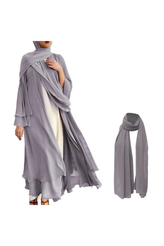 Women's Caedigan Belt Outwear Shirt Soft And Elegant Chiffon Solid Layered Cardigan Loose Long Cardigan