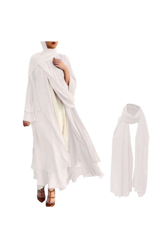 Women's Caedigan Belt Outwear Shirt Soft And Elegant Chiffon Solid Layered Cardigan Loose Long Cardigan