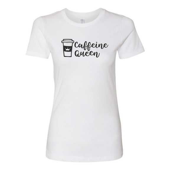 Women's Caffeine Queen Funny Ladies Short Sleeve T-shirt-White-small