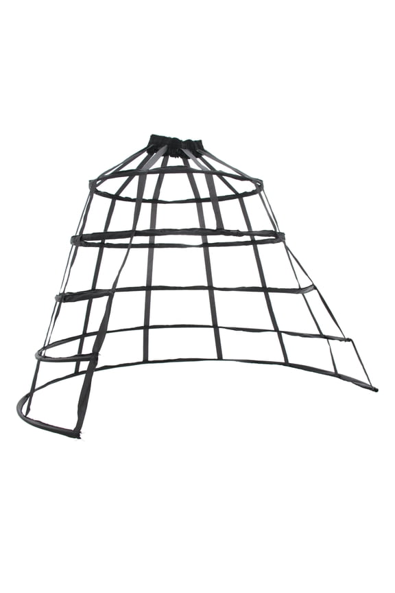 Women's Cage Pannier Hoop Skirt Bustle Petticoat (5 Hoops) Black