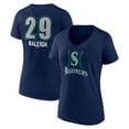 thumbnail image 1 of Women's Cal Raleigh Navy Seattle Mariners Name & Number Fastball V-Neck T-Shirt, 1 of 3