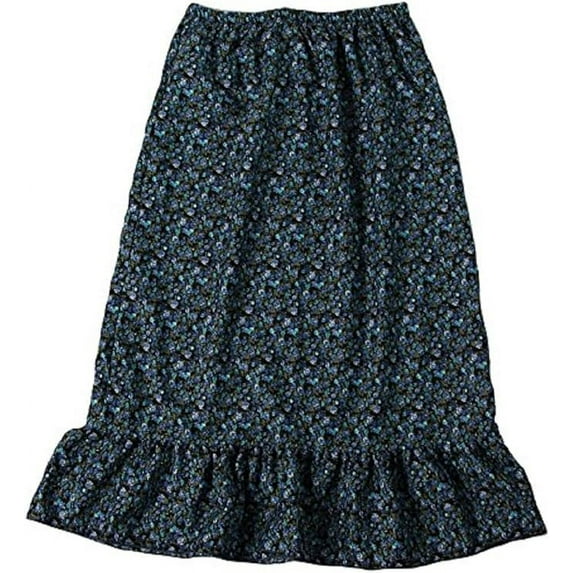 Women's Calico Pioneer Peasant Costume Skirt - Blue Calico - Medium 4-6