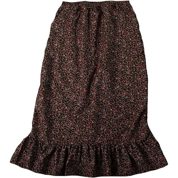 Women's Calico Pioneer Peasant Costume Skirt - Brown Calico - Medium 4-6