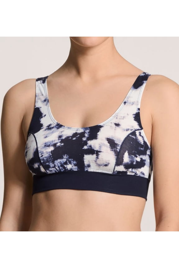 Women's Calida 02138 Elastic Bralette Soft Bra (Bleached Denim Print L)