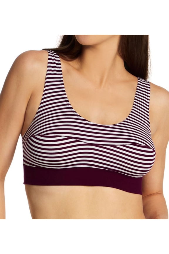 Women's Calida 02138 Elastic Bralette Soft Bra (English Red Stripe XS)