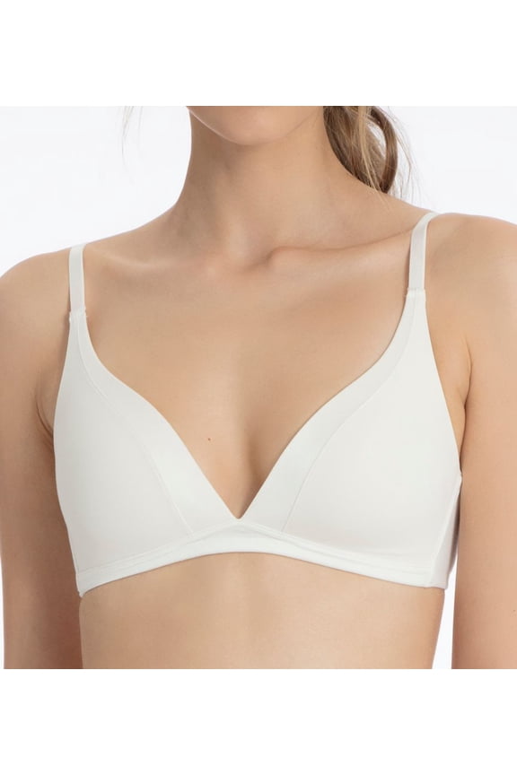 Women's Calida 03158 Cate Triangle Wireless Bra (Alabaster Creme 36A)
