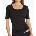 thumbnail image 1 of Women's Calida 14390 Natural Luxe Short Sleeve T-Shirt (Black XS), 1 of 1