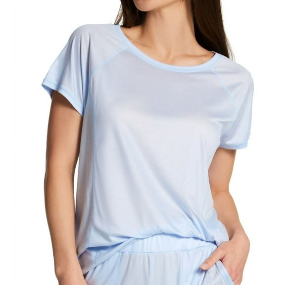 Women's Calida 14620 Deep Sleep Cooling Short Sleeve Crew Tee (Light Blue L)