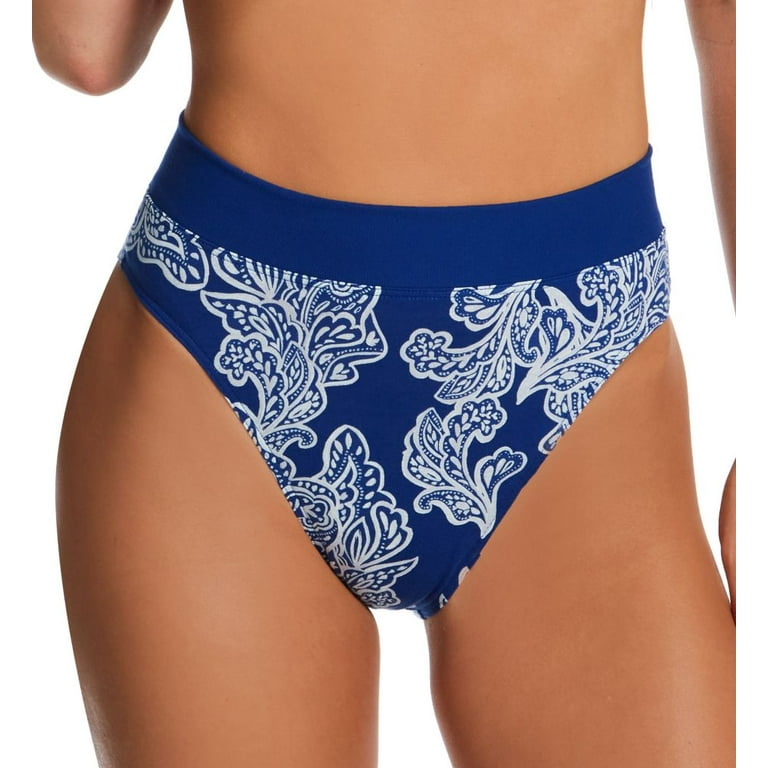 Women's Calida 22030 Elastic Hi Cut Brief Panties (Blue Paisley Trend S) 