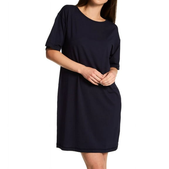 Women's Calida 32190 Deep Sleep Balancing Short Sleeve Chemise (Dark Lapis Blue M)