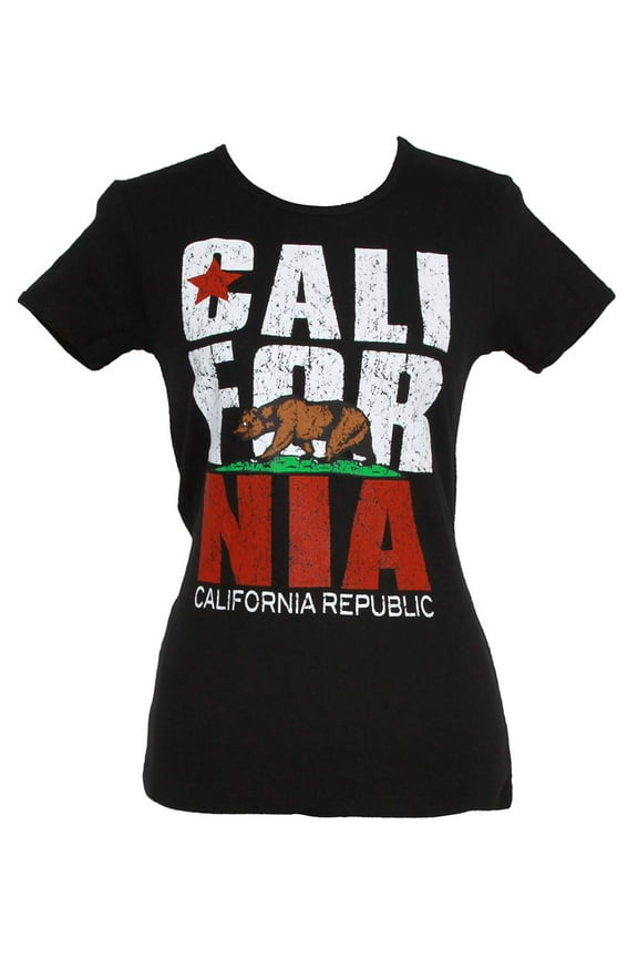 Women's California Republic Bold Crew Neck T-Shirt- Black, Medium