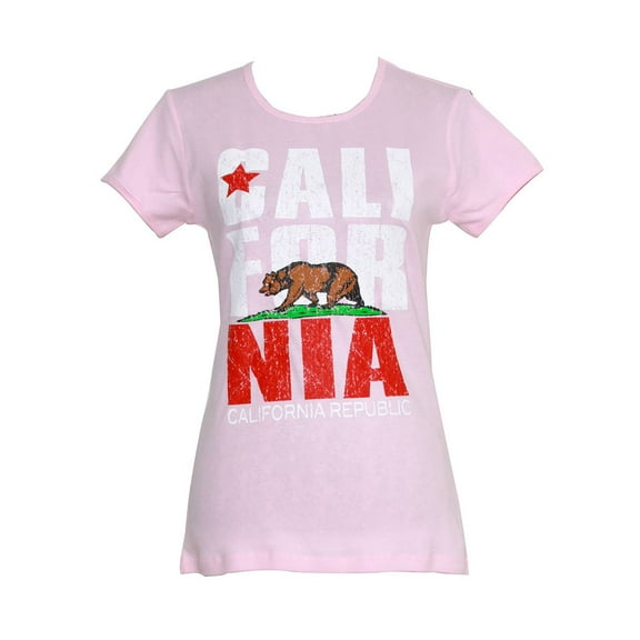 Women's California Republic Bold Crew Neck T-Shirt- Pink, Xlarge