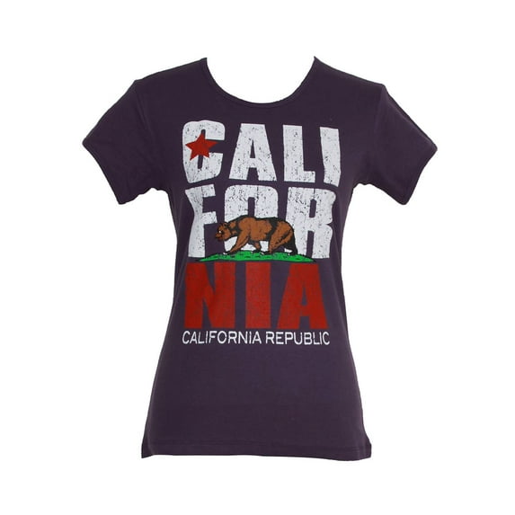 Women's California Republic Bold Crew Neck T-Shirt- Purple, Medium