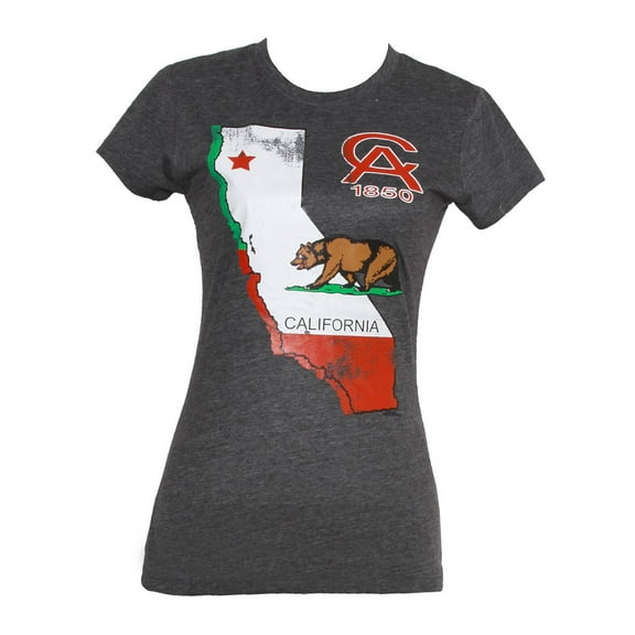 Women's California State Bear 1850 Crew Neck T-Shirt- Grey, Medium