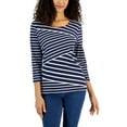 thumbnail image 1 of Women's Callie Asymmetrical-Stripe 3/4-Sleeve Top Intrepid Navy S, 1 of 1