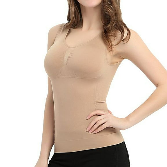 Women's Cami Shaper with Built in Bra Seamless Tummy Control Camisole Tank Top Underskirts Shapewear Body Shaper
