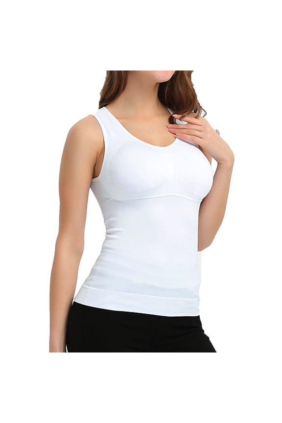 Women's Cami Shaper with Built in Bra Seamless Tummy Control Camisole Tank Top Underskirts Shapewear Body Shaper