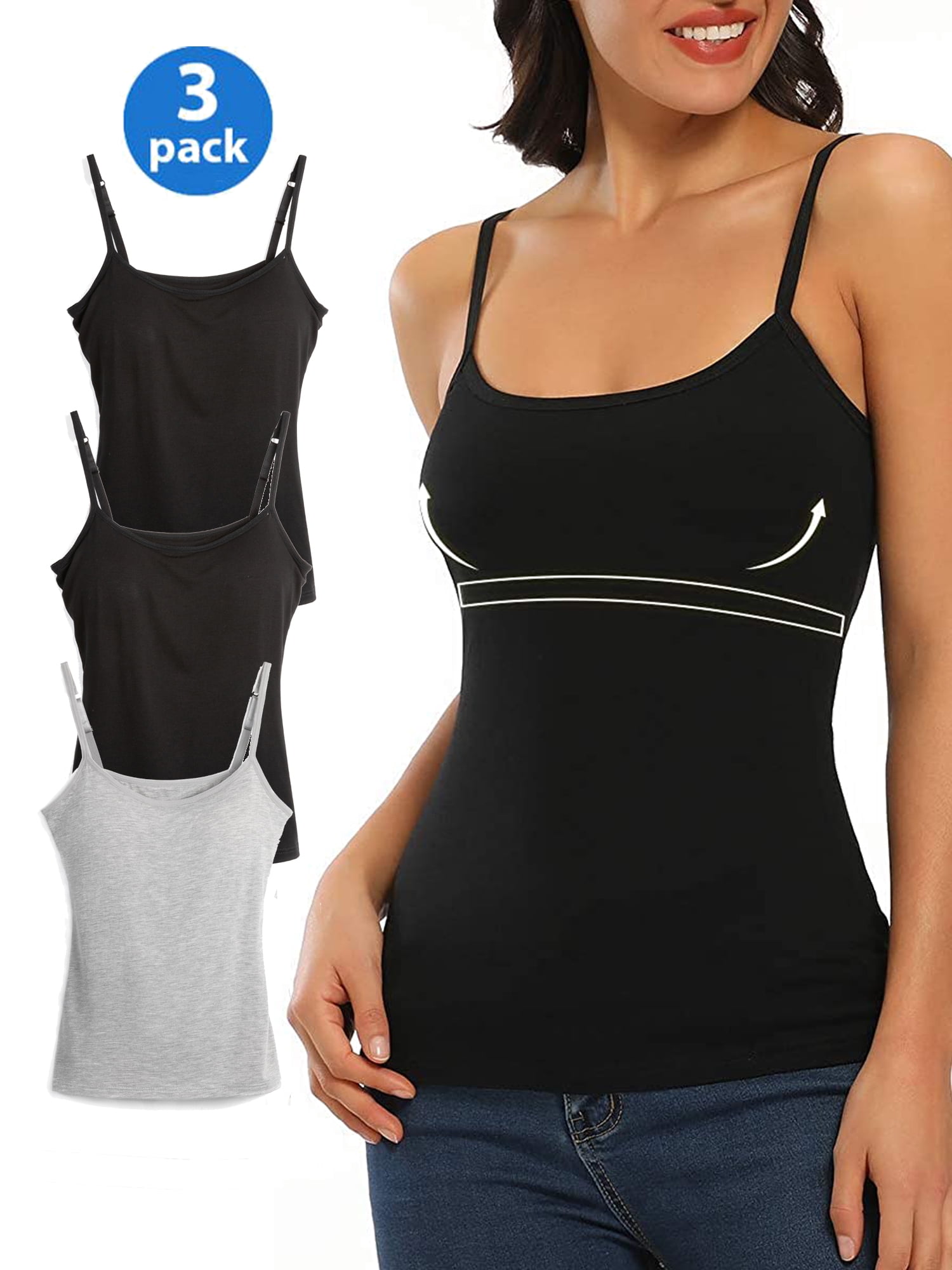Tank With Built In Bra And Adjustable Strap Stretch Cotton Camisole For  Womens Seamless Sports Bra, Padded Shelf Included From Druzya, $34.31