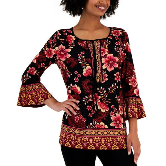 Women's Camila Border-Print Embellished Top TUNIC S