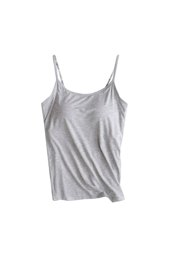 Women's Camisole Built-In Bra Chest Pad Tank Top No Wire Support Yoga Sports Strap Sleeveless Layering Underwear Comfortable Seamless
