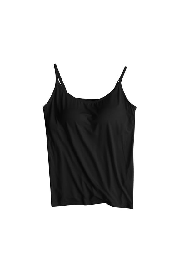 Women's Camisole Built-In Bra Chest Pad Tank Top No Wire Support Yoga Sports Strap Sleeveless Layering Underwear Comfortable Seamless