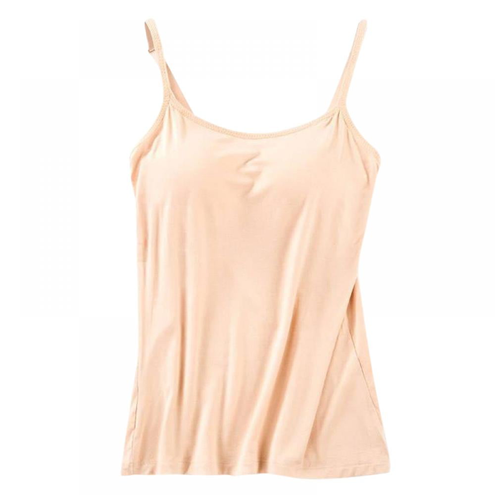Women's Camisole Built in Bra Wireless Fabric Support Short Cami - Walmart.com