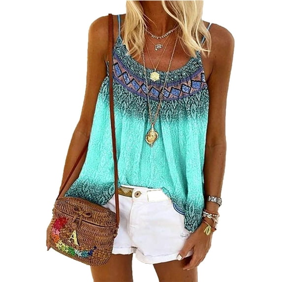 Women Holiday Sleeveless Kaftan Blouse Vest T-Shirt Cami Ladies Summer Beach Party Sleeveless Loose Shirts Blouses Girls Sports Gym Casual Tank Top Shirts