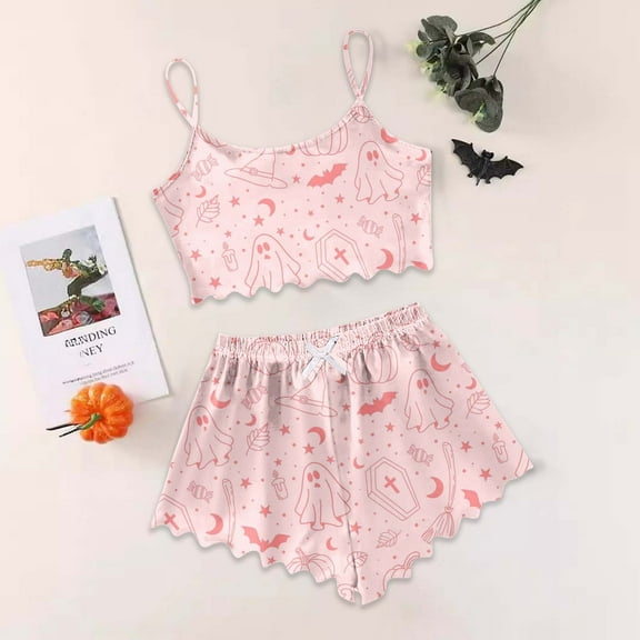 Women's Camisole Pajama Set Womens Lounging Pajamas Womens Pajamas Camisole And Shorts Pajamas Woman Sleepwear Women's Pajamas Short Sleeve Button down Pajamas for Women Pajama Drama Women Cute